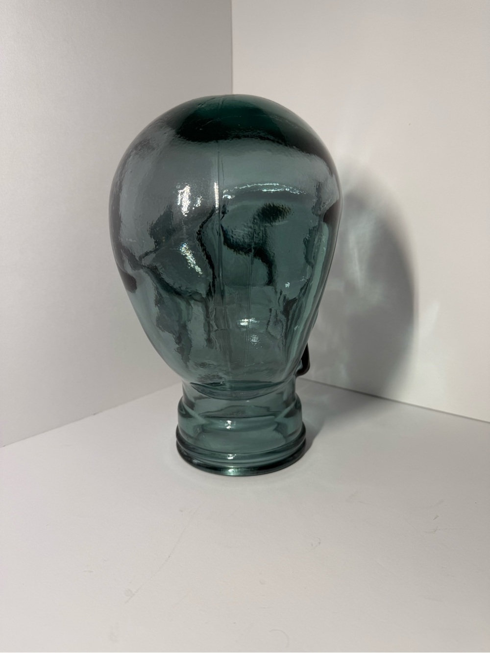 Huge Solid Glass Skull Decorative Sculpture - Green Blue - Picture 4 of 10